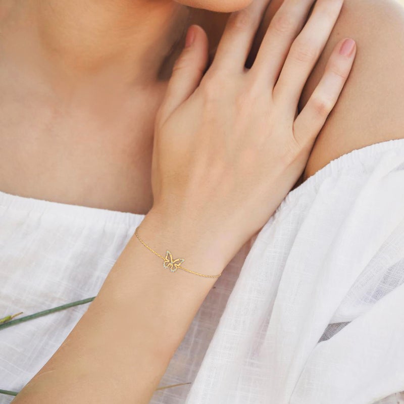 Miss L' by L'azurde Butterfly Diamonds Chain Bracelet in 18K Gold - Image 2